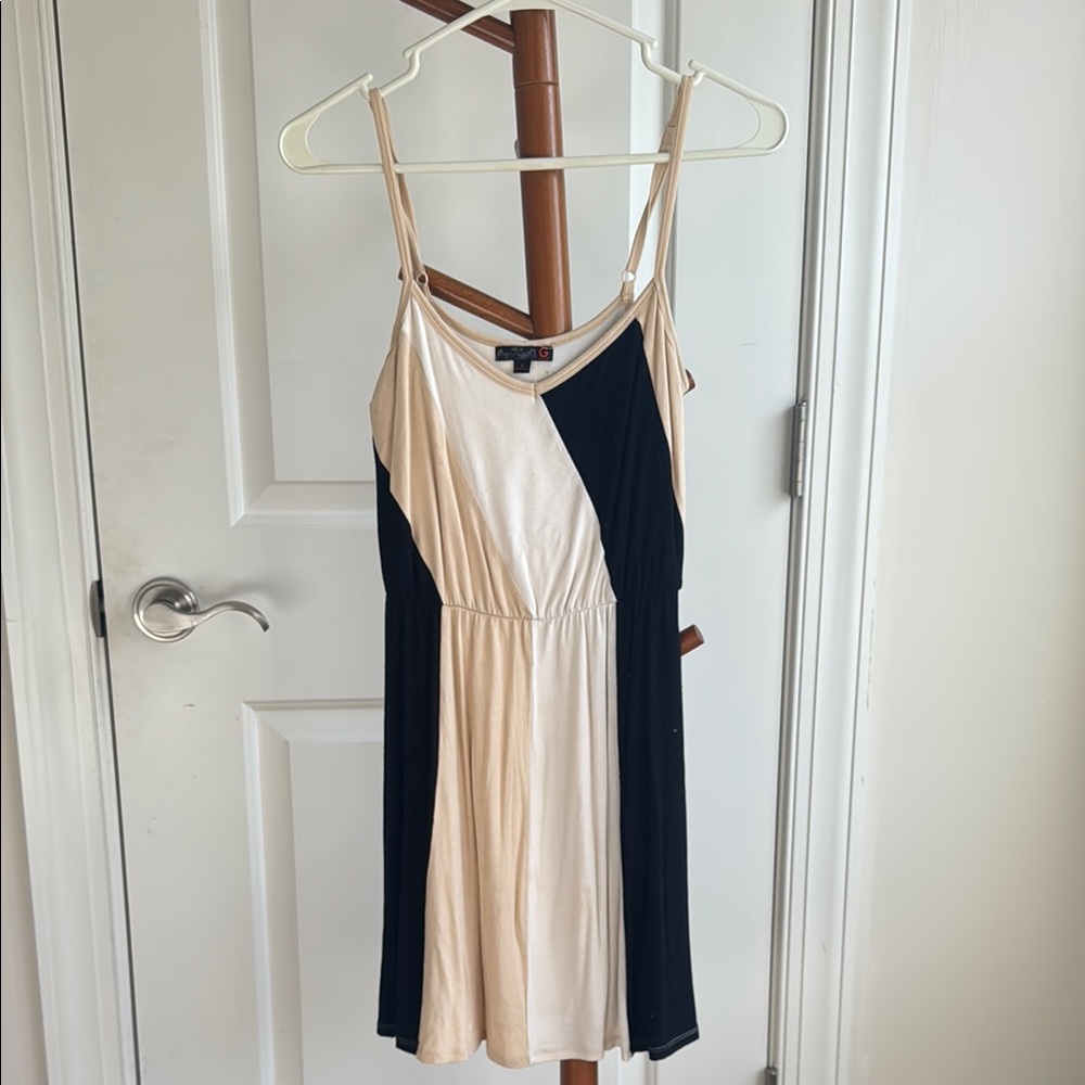 Guess black, white, and Cream Mini Sundress